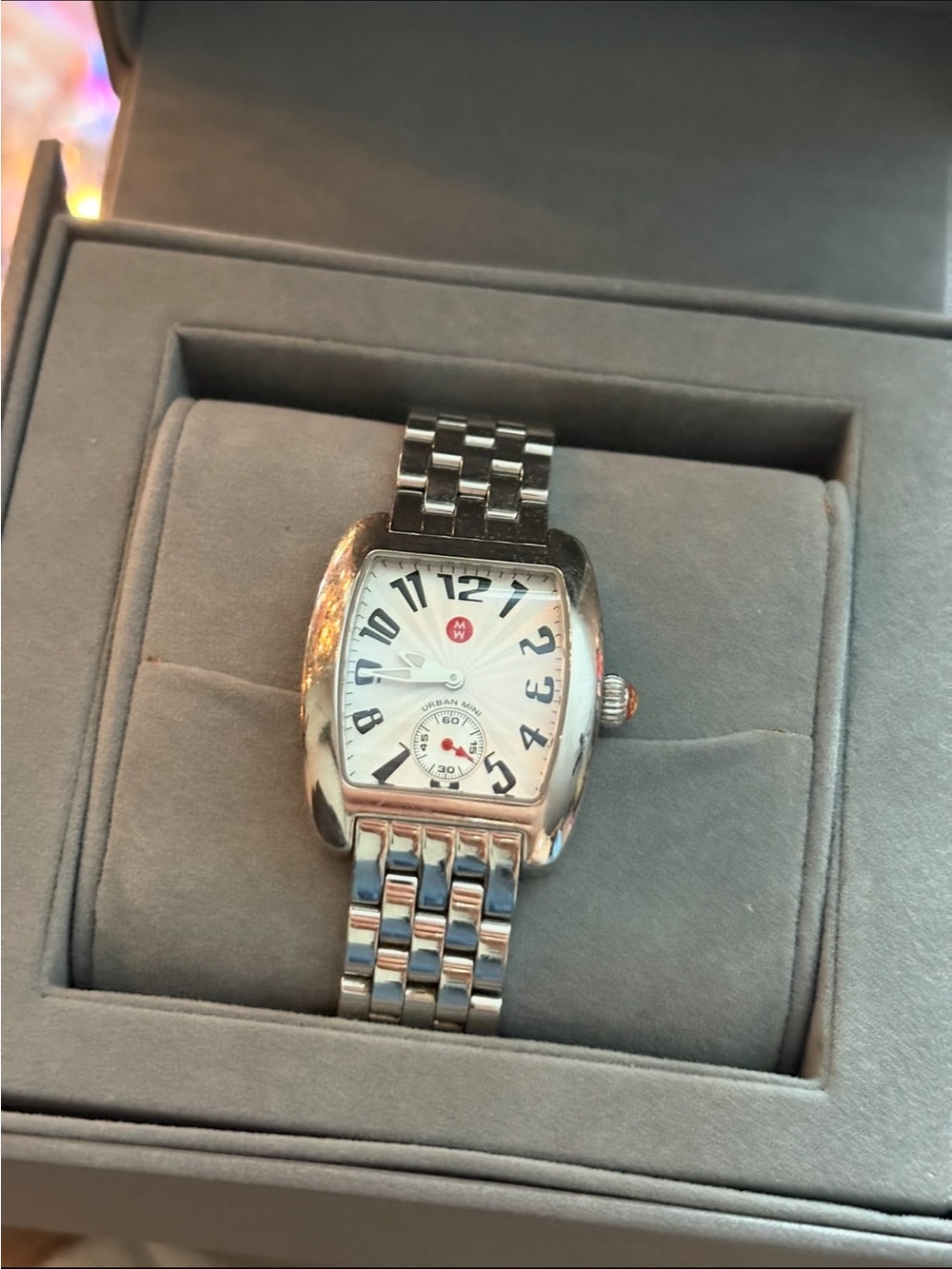 Michele Silver Stainless Steel Watch with White Dial